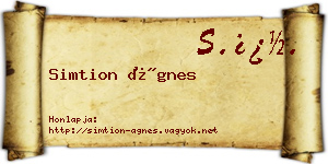 Simtion Ágnes névjegykártya